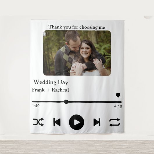 カップルカスタムのためのフォトミュージックの曲のプレイリスト タペストリー (正面)