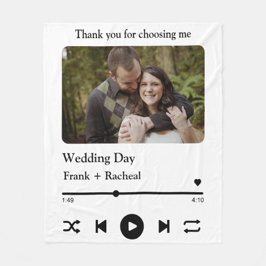 カップルカスタムのためのフォトミュージックの曲のプレイリスト フリースブランケット (正面)