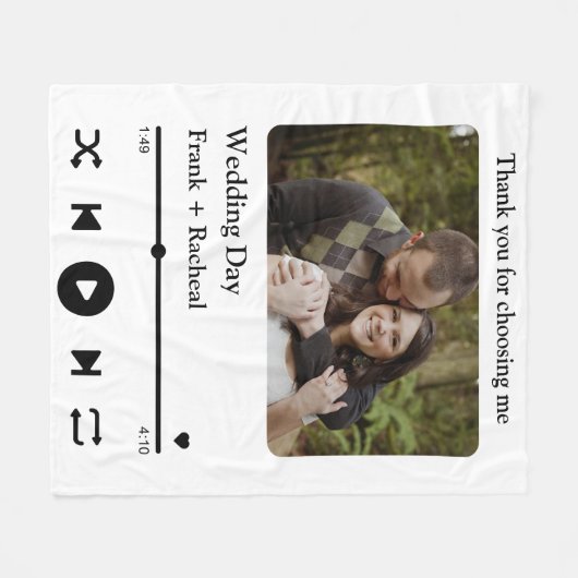 カップルカスタムのためのフォトミュージックの曲のプレイリスト フリースブランケット (正面(横))