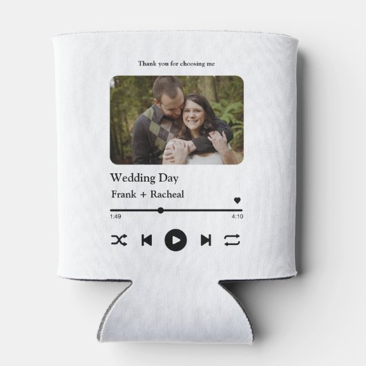 カップルカスタムのためのフォトミュージックの曲のプレイリスト 缶クーラー (裏面)