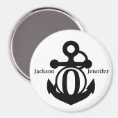 カップルカスタムのイニシャルいかりクルーズドア マグネット (正面/裏面)