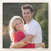 カップルカスタムの新しいフォトグラスコースターを作成 ガラスコースター (正面)