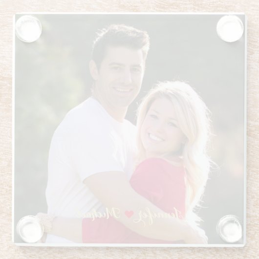 カップルカスタムの新しいフォトグラスコースターを作成 ガラスコースター (裏面)