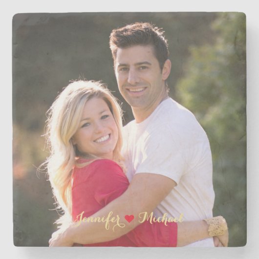 カップルカスタムの新しいフォトストーンコースターの作成 ストーンコースター (正面)