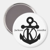 カップルカスタムのKイニシャルいかりクルーズドア マグネット (正面/裏面)