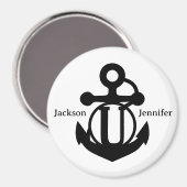 カップルカスタムのUイニシャルいかりクルーズドア マグネット (正面/裏面)