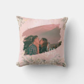 カップルカスタムピンクフローラかわいい愛あなた クッション (正面)