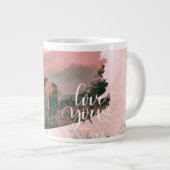 カップルカスタムピンクフローラかわいい愛あなた ジャンボコーヒーマグカップ (正面右)