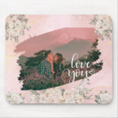 カップルカスタムピンクフローラかわいい愛あなた マウスパッド (正面)