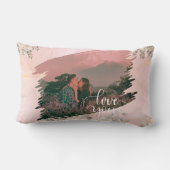 カップルカスタムピンクフローラかわいい愛あなた ランバークッション (裏面)