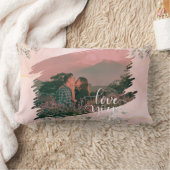 カップルカスタムピンクフローラかわいい愛あなた ランバークッション (ブランケット)