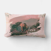 カップルカスタムピンクフローラかわいい愛あなた ランバークッション (正面)