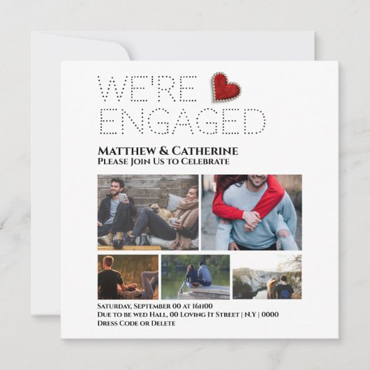 カップルカスタム婚約コラージュハート赤 (正面)