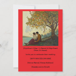 カップルカラフルの招待状を観察する木 招待状