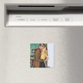 カップルキスをするのクリスマスヴィンテージ マグネット (インサイチュ (食洗機))