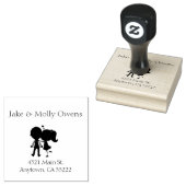 カップルキスをするシルエットパーソナライズされた ラバースタンプ (押印)