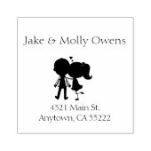 カップルキスをするシルエットパーソナライズされた ラバースタンプ (インプリント)