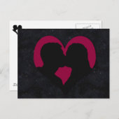 カップルキスをするシルエット赤いハート ポストカード (正面/裏面)