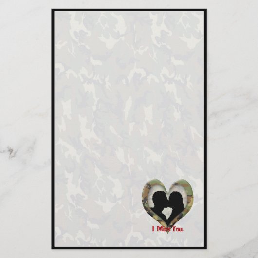 カップルキスをするシルエット「私は恋しく思あなた」 便箋 (正面)