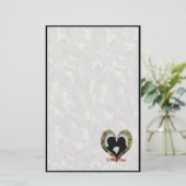 カップルキスをするシルエット「私は恋しく思あなた」 便箋 (スタンド正面)