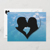 カップルキスをするシルエット – 青い空 ポストカード (正面/裏面)