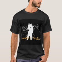 カップルキスをするバレンタインデー男性Tシャツブラック