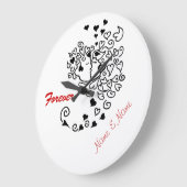 カップルキスをするプロファイルハートヘアフォーエバークロック ラージ壁時計 (傾斜)