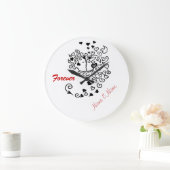 カップルキスをするプロファイルハートヘアフォーエバークロック ラージ壁時計 (ホーム)