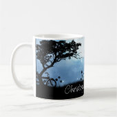 カップルキスをするロマンチックな月パーソナライズされた光 コーヒーマグカップ (左)