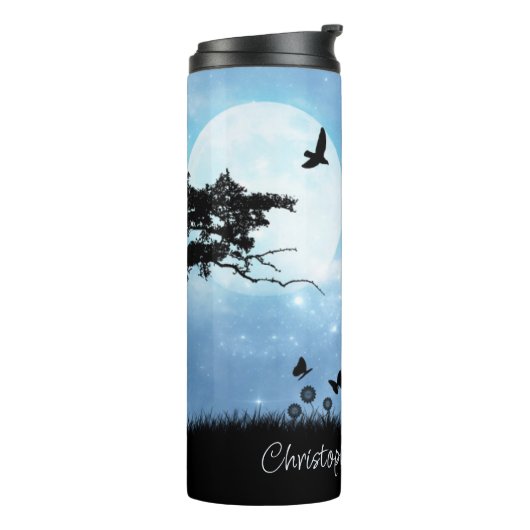 カップルキスをするロマンチックな月パーソナライズされた光 タンブラー (回転左)