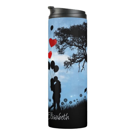 カップルキスをするロマンチックな月パーソナライズされた光 タンブラー (回転右)