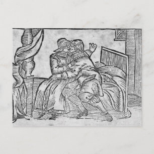 カップルキスをする、イラストレーション'Roxburghe Ballads' ポストカード