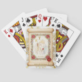 カップルキスをする、モノグラムのバラ、結婚のスクロール トランプ (裏面)