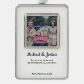 カップルクリスマスフォトオーナメント シルバープレートフレームオーナメント (正面)