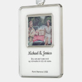 カップルクリスマスフォトオーナメント シルバープレートフレームオーナメント (左)