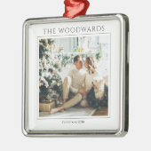 カップルクリスマスフォトキープサケ メタルオーナメント (左)
