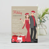 カップルクリスマスホリデーパ企業のーティ 招待状 (スタンド正面)