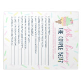 カップルゲームパックを知っている最高のアイスクリーム ノートパッド (正面)