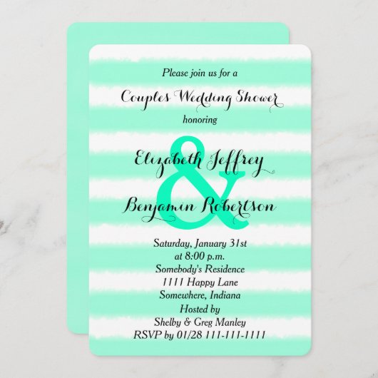 カップルコードウェディングシャワー招待状ウォーター色 招待状 (正面/裏面)