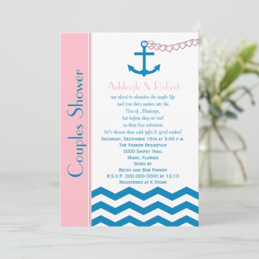 カップルコー航海のドウェディングシャワー招待状 招待状 (スタンド正面)