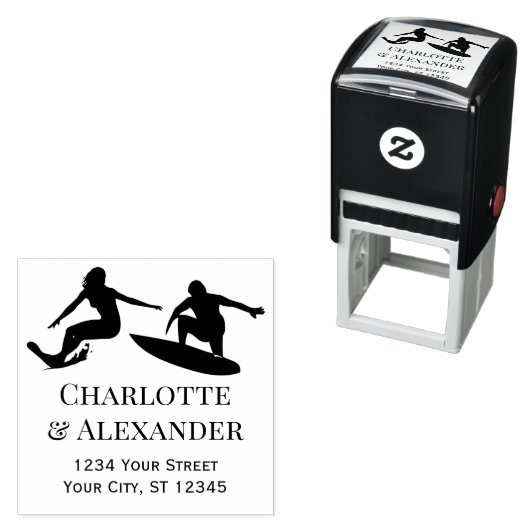 カップルサーフィンサーファー名差出人住所 セルフインキングスタンプ (インサイチュ)