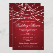 カップルシャワーきらめくストリングレッド 招待状 (正面/裏面)