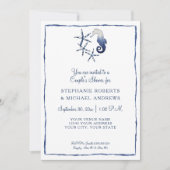 カップルシャワーしぼりシーホースヒトデビーチアート 招待状 (正面)