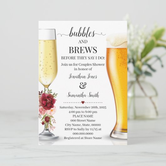 カップルシャワーを浴びる前の泡と泡 招待状 (スタンド正面)