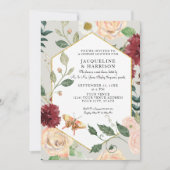 カップルシャワーウォーターカラー秋秋フローラアート 招待状 (正面)