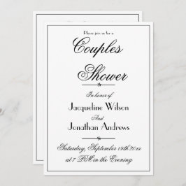 カップルシャワーエレガントシック白カスタム 招待状