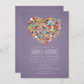 カップルシャワーグルメハートパーティー招待状 招待状 (正面/裏面)