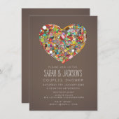 カップルシャワーグルメハートパーティー招待状 招待状 (正面/裏面)