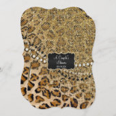 カップルシャワーナチュラル金ゴールドヒョウアニマルプリント 招待状 (正面/裏面)