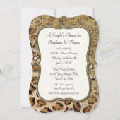 カップルシャワーナチュラル金ゴールドヒョウアニマルプリント 招待状 (裏面)